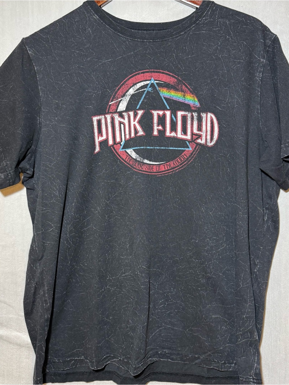 Pink Floyd Black Acid Wash Graphic Band Tee